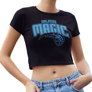 NEW Orlando Magic Monochrome Pop SLIM Form Fit Crop Top Shirt BLACK
